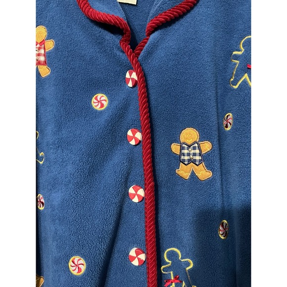 Mandal Bay Vintage Christmas Cardigan Gingerbread Peppermint Fleece Holiday XL - Picture 2 of 9